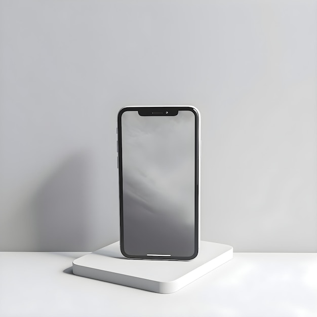 Smartphone-Mockup auf dem weißen Tisch 3D-Rendering