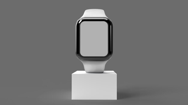 Smartwatch mit Podium auf grauer Oberfläche