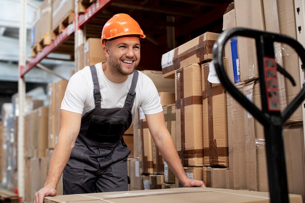 Smiley-Mann mit mittlerem Schuss im Lager