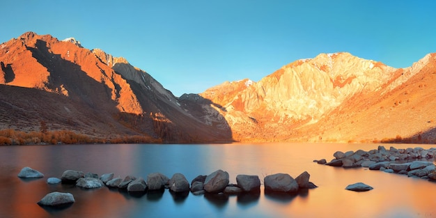 Snow Mountain und Convict Lake mit Reflexionen im Yosemite-Panorama.