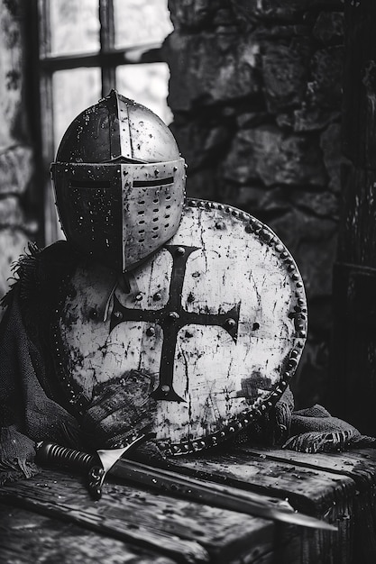 Soldatenhelm im Vintage-Stil Stillleben
