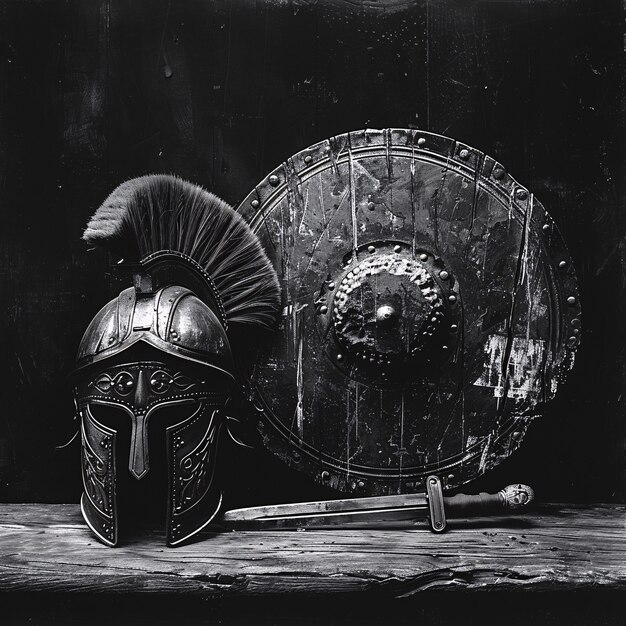 Soldatenhelm im Vintage-Stil Stillleben