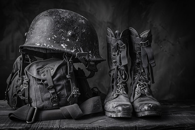 Soldatenhelm im Vintage-Stil Stillleben