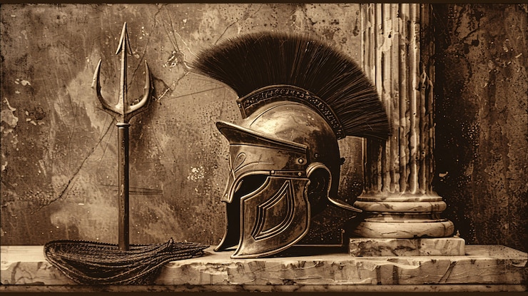 Kostenlose Foto soldatenhelm im vintage-stil stillleben