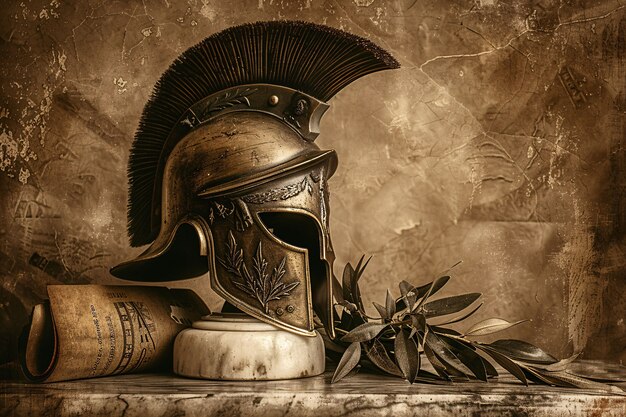 Soldatenhelm im Vintage-Stil Stillleben