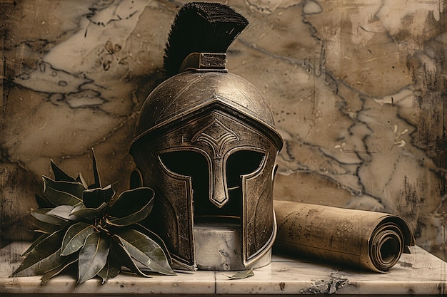 Soldatenhelm im Vintage-Stil Stillleben