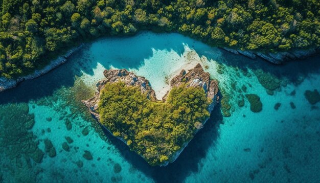 Sommerromantik, die über idyllischen tropischen Landschaften fliegt, die von KI generiert wurden