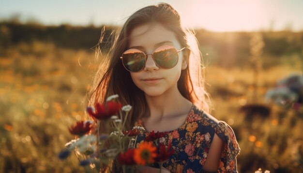 Sommerschönheit in der Natur, eine lächelnde Frau, generiert von AI