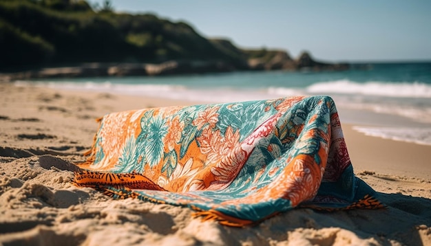 Kostenloses Foto sonnenbaden auf sandtuchentspannung und wärmeerzeugung durch ki