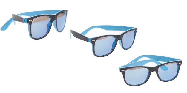 Sonnenbrille auf weißem Hintergrund, Sommer-Luxus-Accessoire