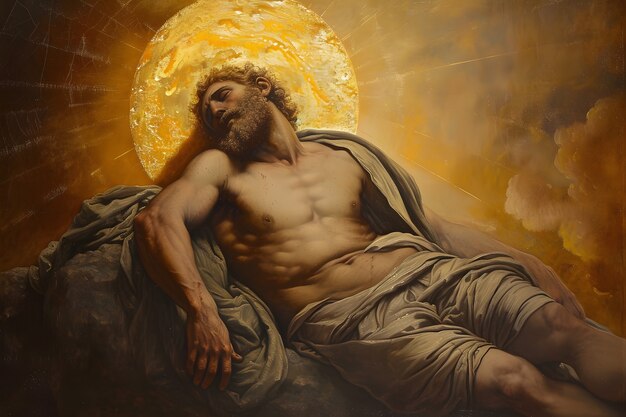Sonnengott als mächtiger Mann in einer Renaissance-Umgebung dargestellt