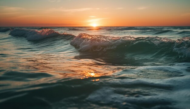 Sonnenuntergang über ruhigem Wasser, ein perfekter Urlaub, der von KI generiert wird