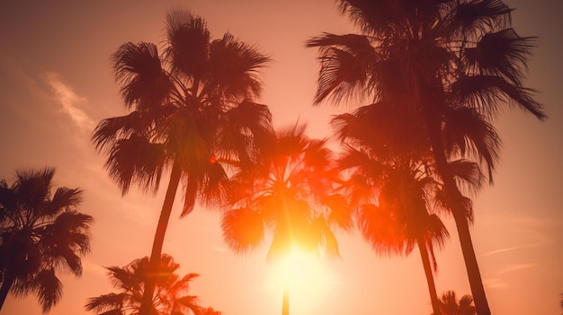 Sonnenuntergang zwischen Palmenzweigen