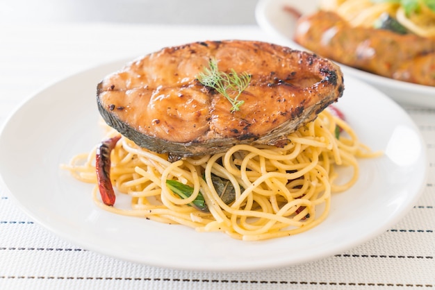 Spaghetti mit gegrillter Makrele