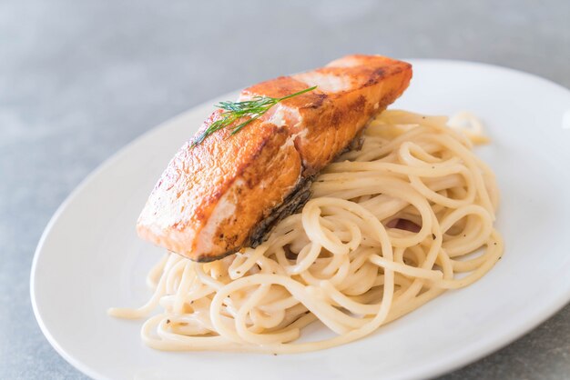 Spaghetti-Sahne-Sauce mit Lachs