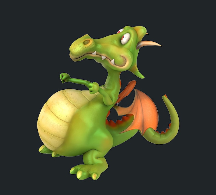 Kostenlose Foto spaß 3d-cartoon-drachen tanzen
