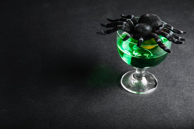 Spinne auf Glas mit Gift