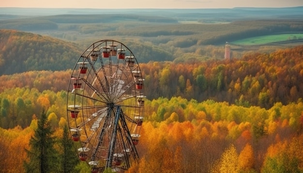 Kostenloses Foto spinnrad aus herbstfarben hoch oben, generiert von ki