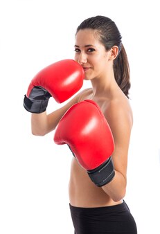 Sport frau mit boxhandschuhen