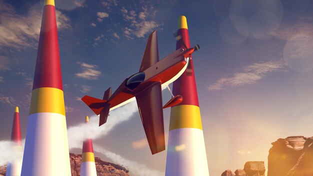 Sportflugzeug auf Luftrennen Render 3D Illustration