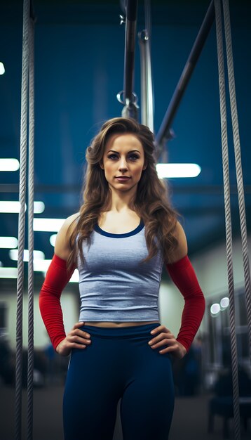 Kostenloses Foto sportliche frau, die gymnastik übt