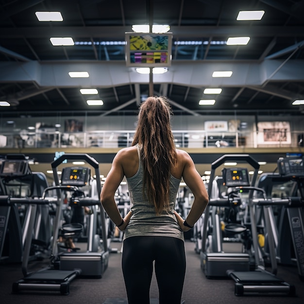 Sportliche Frau trainiert im Fitnessstudio, um fit zu bleiben