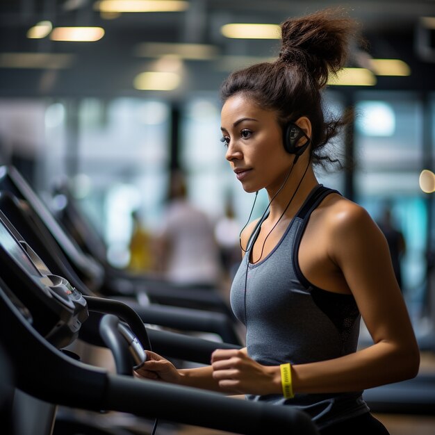 Sportliche Frau trainiert im Fitnessstudio, um fit zu bleiben