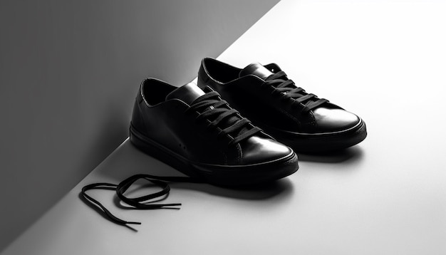 Kostenloses Foto sportschuhe aus schwarzem leder mit moderner eleganz glänzen durch ki