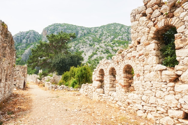 Stadtmauern in den Ruinen von Troja, Türkei.