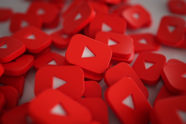 Stapel von 3D Play Button Logos