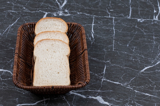 Stapel weißbrotscheiben im korb.