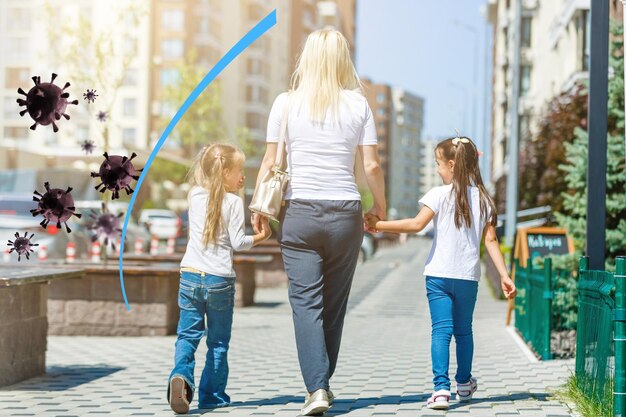 Starke Immunität als Schild zum Schutz von Kinderviren, Illustration.