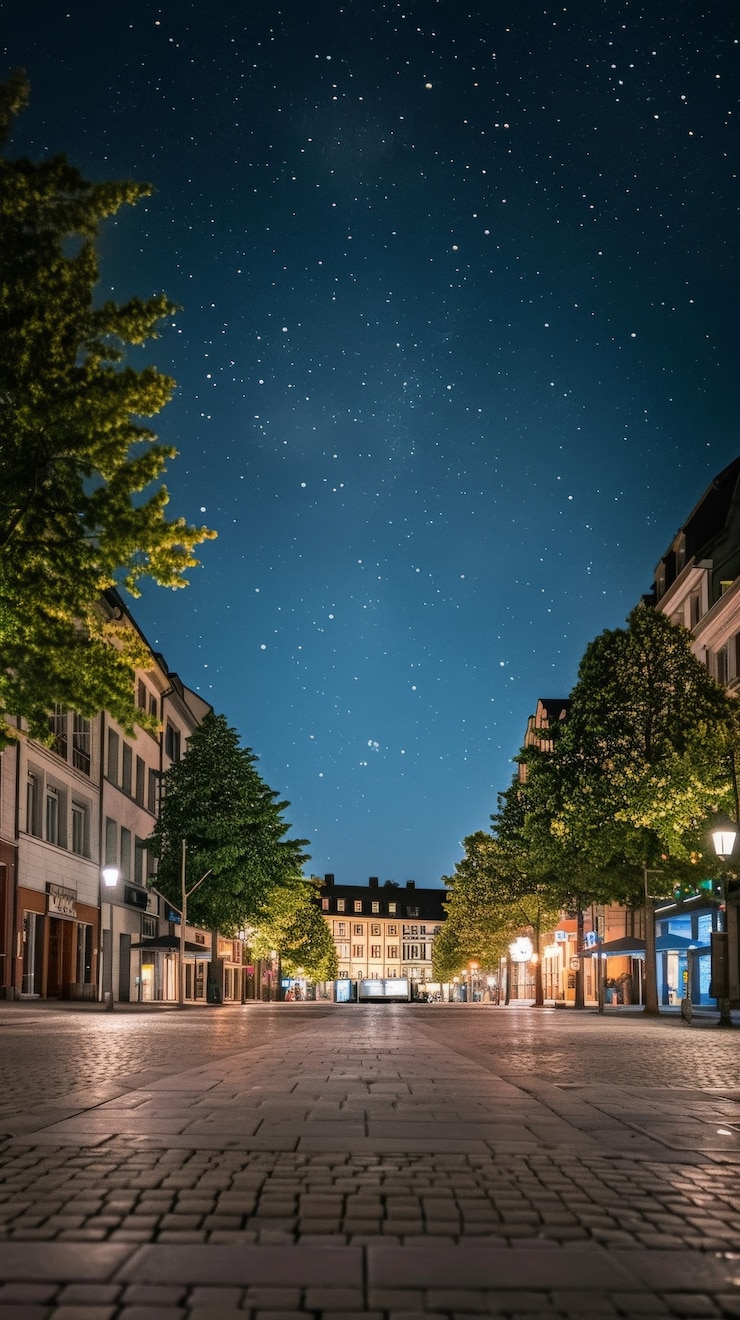 Kostenlose Foto sternenhimmel über der stadt