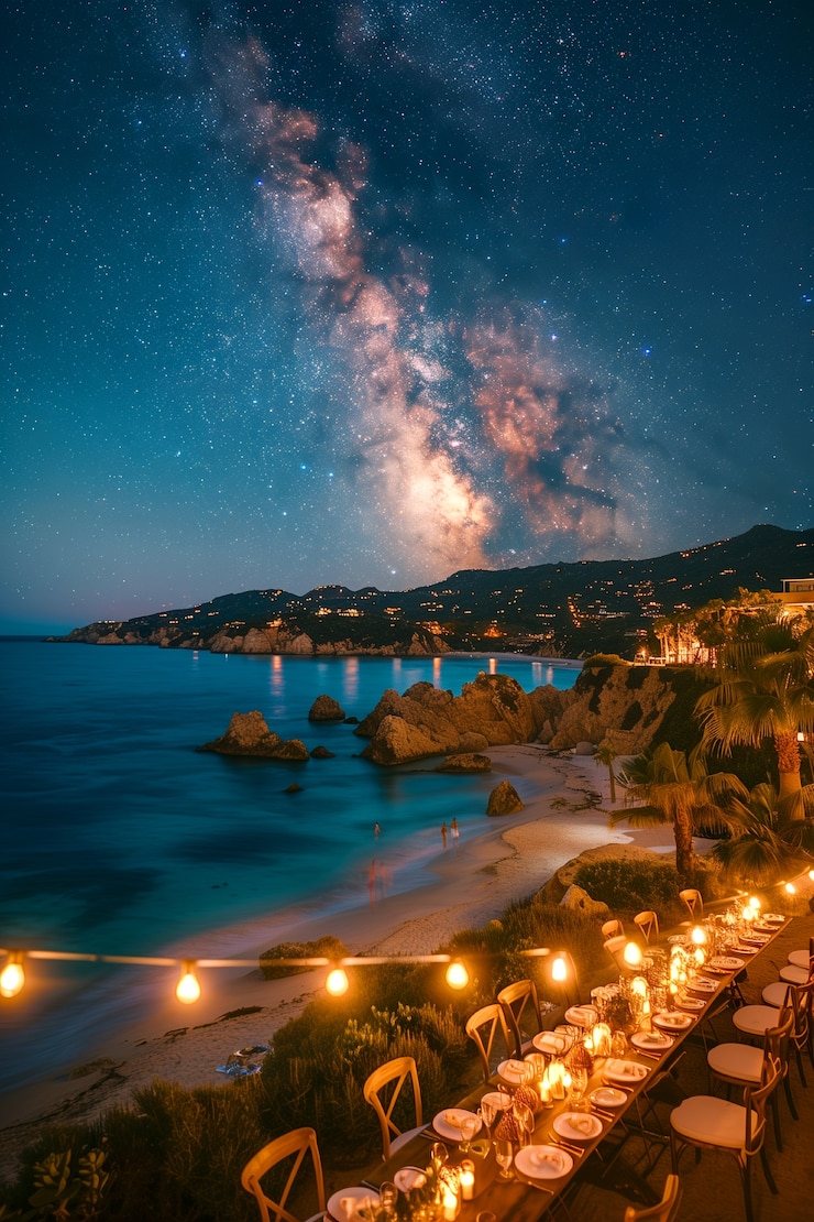Kostenlose Foto sternklarer himmel mit naturlandschaft