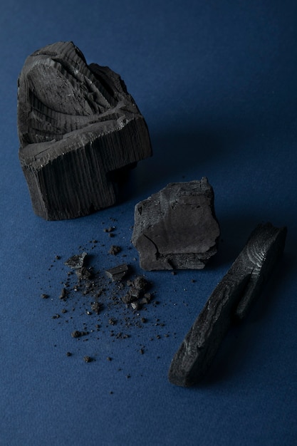 Stillleben aus Asche mit Kohle