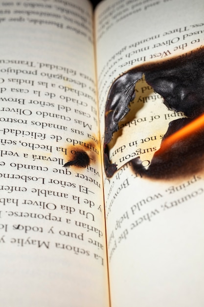 Kostenloses Foto stillleben aus verbranntem papier mit flammen