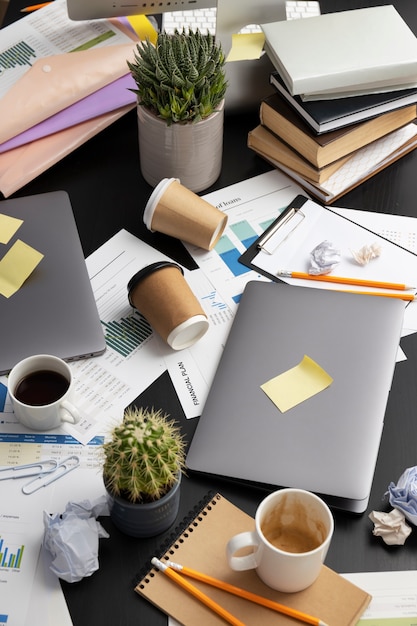 Kostenloses Foto stillleben des büro-schreibtischs