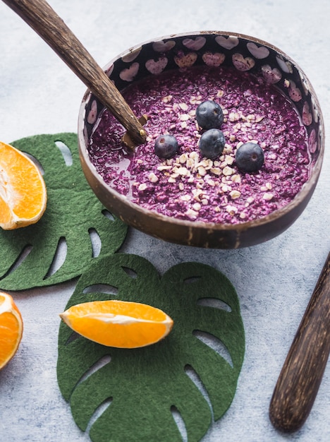 Stillleben des geschmackvollen Blaubeerensmoothie