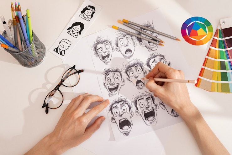Kostenlose Foto stillleben des grafikdesignstudios