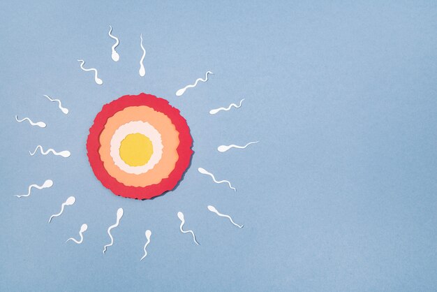 Stillleben-Eierstock, umgeben von Spermatozoiden
