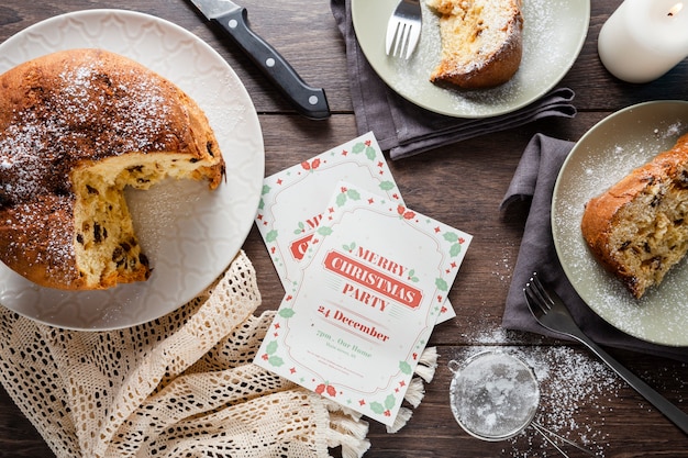 Kostenloses Foto stillleben köstliche panettone-komposition