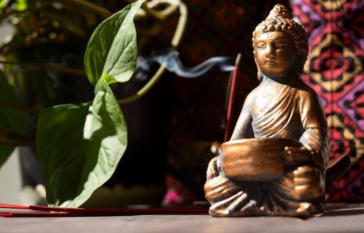 Kostenlose Foto stillleben mit buddha-figur
