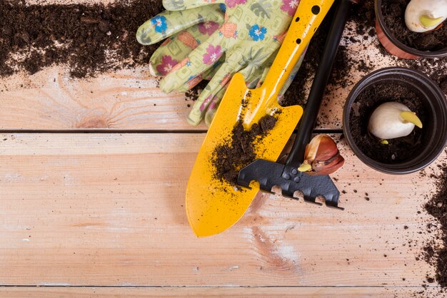 Stillleben mit Gartenobjekten