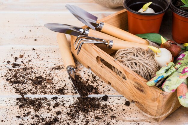 Stillleben mit Gartenobjekten