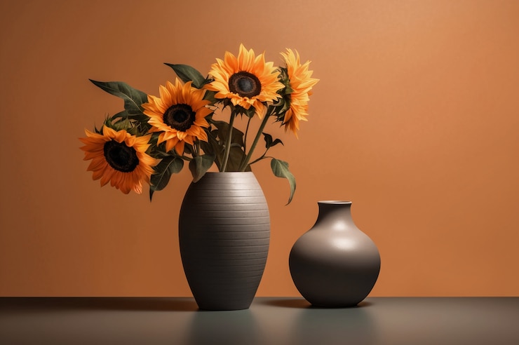 Kostenlose Foto stillleben mit sonnenblumenstrauß