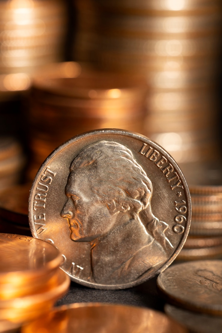 Kostenlose Foto stillleben mit stapeln von dollarmünzen
