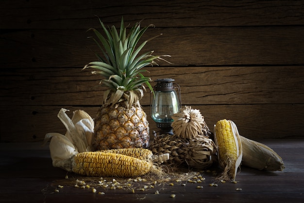 Stillleben Trockenfrucht mit Lampe