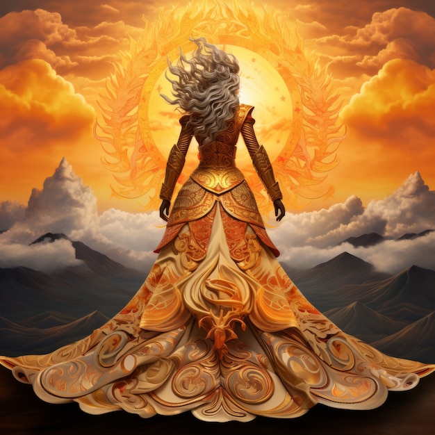 Strahlende Darstellung einer ermächtigten weiblichen Sonnengöttin