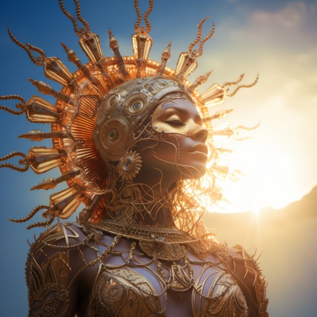 Strahlende Darstellung einer ermächtigten weiblichen Sonnengöttin