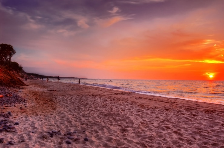 Kostenlose Foto strand bei sonnenuntergang